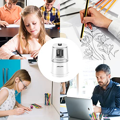 JARLINK Electric Pencil Sharpener, Heavy Duty Helical Blade, Auto Stop - color: White