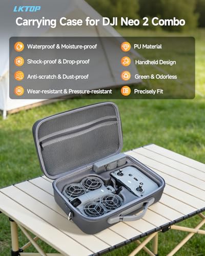 LKTOP Carrying Case for DJI Neo 2 Fly More Combo, Portable PU Leather Shoulder Bag, Waterproof Storage Bag with Adjustable Strap for DJI Neo2 Drone, RC-N3/N2 Remote Controller, Battery, Charging Hub