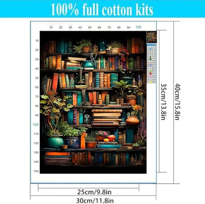 Tiwabb 4 Pack Book Flower Stamped Cross Stitch Kits for Adults Beginners - color: 4 Pack Book Cross Stitch 12x16in