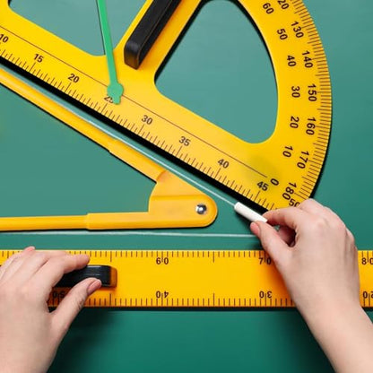 Magnetic Geometry Tool, Protractor, Triangle Rulers Easy Attachment Blackboard Measurement Kit, Teacher Board Protractor Multi-Purpose Kit Large Teaching Aids (Four-Piece Set) - style: Four-piece set