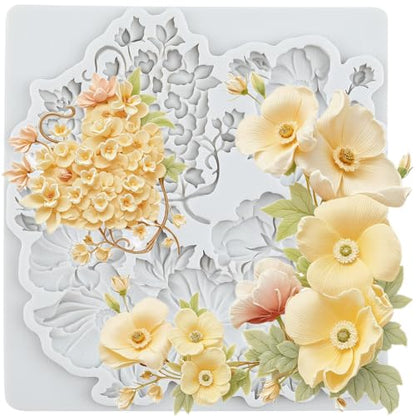 Flower Polymer Clay Molds Daisy Flower Heart Silicone Mold - color: Style K