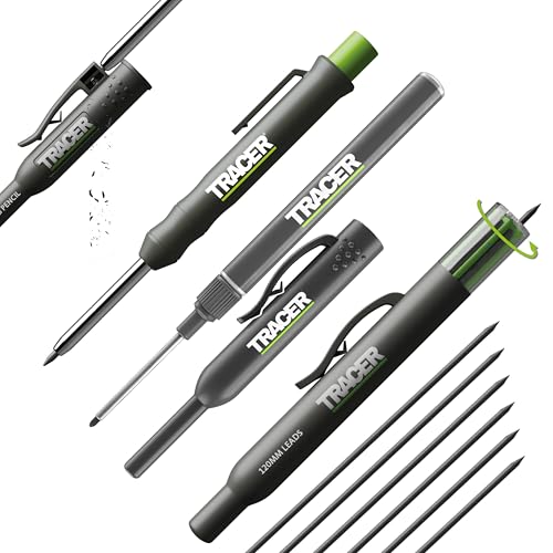 Tracer Complete Deep Hole Marking Kit - Includes Double-Tipped Long Head Deep Hole Permanent Marker and Deep Hole Construction Pencil with 6 Replacement Lead Dispenser Site Holster - style: 3pc Set