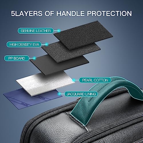 BOPai 40L Genuine Business Leather Laptop Professional Backpack for Men 15.6 inch Computer with USB Charging Multi-Functional Large Capacity Travel Smart Work Rucksack Anti Theft Black - color: Black4
