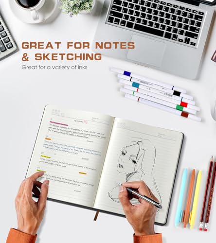 Biuwory A5 Leather Journal Notebook, 140 Lined Pages, Hardcover 5.7"×8.3" - color: Black, size: Lined-140 Pages (5.7"×8.3")