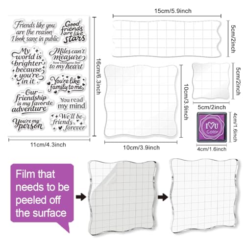 6 Pcs Greeting Words Clear Stamps for Card Making 20 Ink Pad - style: 29Pcs Greetings Blessings Stamps
