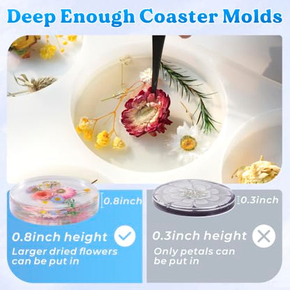 LET'S RESIN 12 Cavity Extra Deep Resin Coaster Molds, Large Silicone Molds - size: 12 cavity