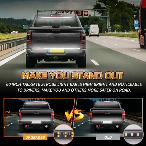XRIDONSEN 48 inch 288 LED Tailgate Strobe Lights White Emergency Lights - color: White