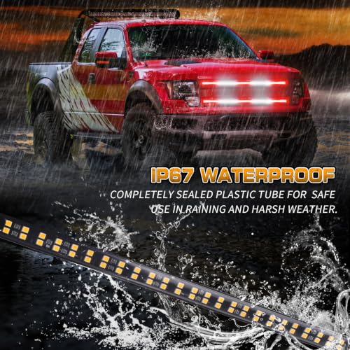 XRIDONSEN 2 Pack 30 inch Grill Emergency Lights Red White Strobe Lights - color: Red/White