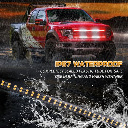 XRIDONSEN 2 Pack 30 inch Grill Emergency Lights Red White Strobe Lights - color: Red/White