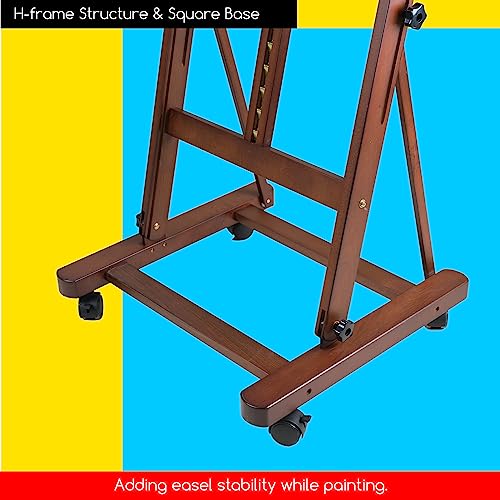 MEEDEN Studio Wood H-Frame Easel: Art Easel on Wheels for Artist - color: Walnut, size: Easel with Wheels