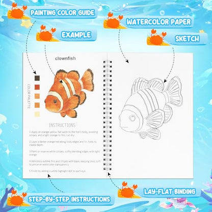 Watercolor Workbook, 24 Colors Solid Paint Set