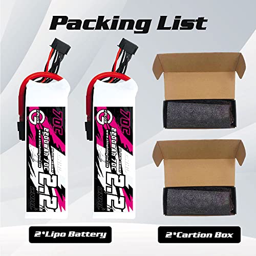 CNHL 2200mAh 6S Lipo Battery 22.2V 70C with XT60 Plug (2 Packs)