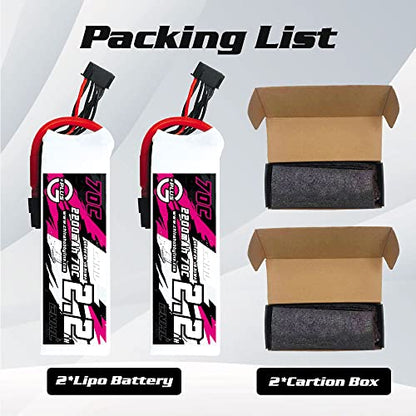 CNHL 2200mAh 6S Lipo Battery 22.2V 70C with XT60 Plug (2 Packs)