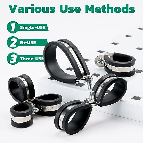 OURU 68PCS Cable Clamps Assortment Kit,Rubber Coated, 1/4"-1" 7 Sizes - size: 68 PCS - 7 Sizes
