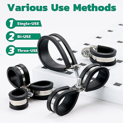 OURU 68PCS Cable Clamps Assortment Kit,Rubber Coated, 1/4"-1" 7 Sizes - size: 68 PCS - 7 Sizes