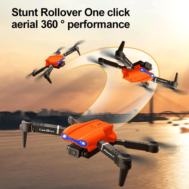 E99 Nova Drone with 2.4Inch Screen Remote Control & Dual Camera, 50X Zoom Foldable Quadcopter, Optical Flow Positioning Hover, 360° Flip, Trajectory Flight, APP Filter & Beauty, One-Key Takeoff, Gift for Beginners Adults