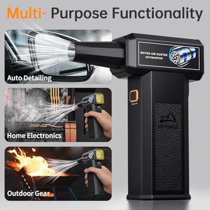 Electric Air Duster 150000RPM - Cordless Compressed Air Duster with Stepless Adjustable, Brushless Motor Blower for Computer Keyboard, Car, Home