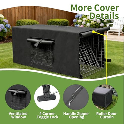 Live Animal Trap Cage with Cover, Heavy Duty Cat Trap for Stray Cats
