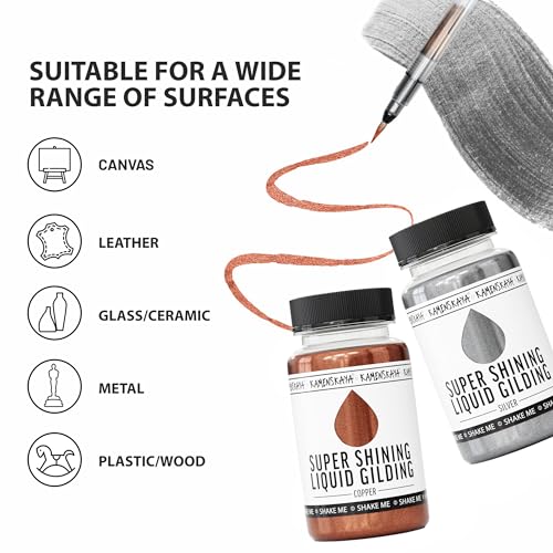 KAMENSKAYA Liquid Silver Leaf Paint - Alcohol Based Fast Drying Silver Liquid Leaf, 3.38 fl oz (100 ml) - color: Silver, size: 3.38 Fl Oz (Pack of 1)