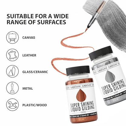 KAMENSKAYA Liquid Silver Leaf Paint - Alcohol Based Fast Drying Silver Liquid Leaf, 3.38 fl oz (100 ml) - color: Silver, size: 3.38 Fl Oz (Pack of 1)