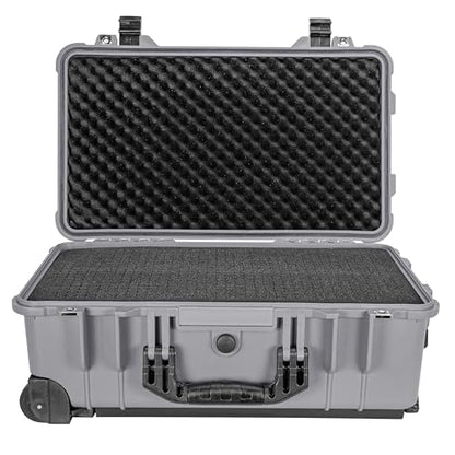 Eylar 22" Carry-On Travel Roller Gear, Camera, Drones, Tools, Equipment Hard Case Waterproof, TSA Approved, Customizable Pluck Foam, Lockable (Gray) - color: Gray