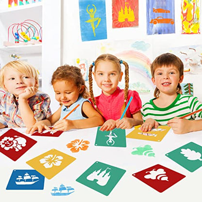 20 Pcs Stencils for Kids Stencil for Painting with 5 Pcs Scratch Paper