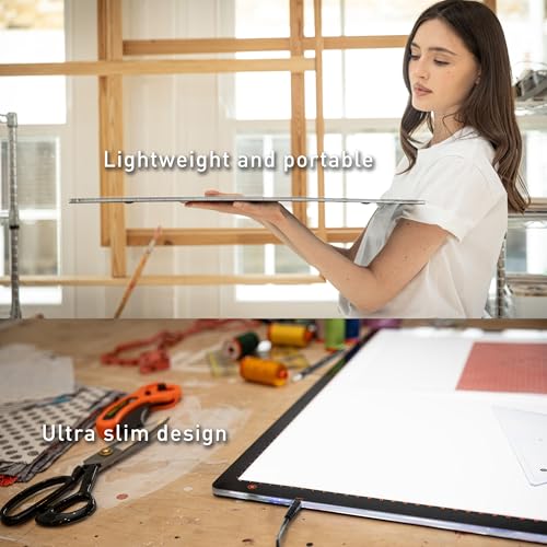 Daylight Wafer 3 Light Pad (A2+) Dimmable with Memory Function, Perfect for Tracing, Sketching, Scrapbooking and Other Craft Projects,18X23.5 inches, Black - style: Wafer3 (A2+)