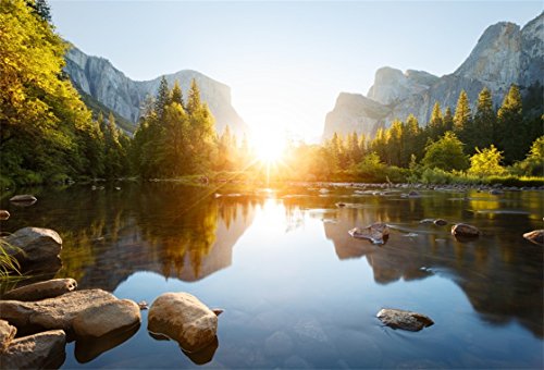California Yosemite Valley Sunrise Landscape Photography Backdrop 7x5ft - size: 7x5ft