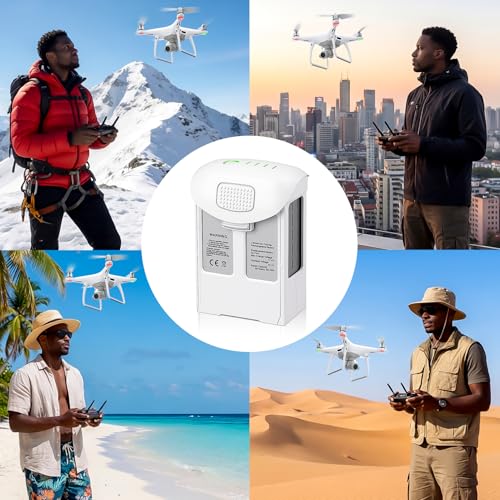 Phtanom 4 High Capacity (15.2V 5870mAh) Intelligent Flight Battery (2-Pack),Max 30 Mins Flight Time,Compatible with Phantom 4/4 Pro/4 Pro V2.0/4 Advanced/4 PTK Series Drone - size: battery*2