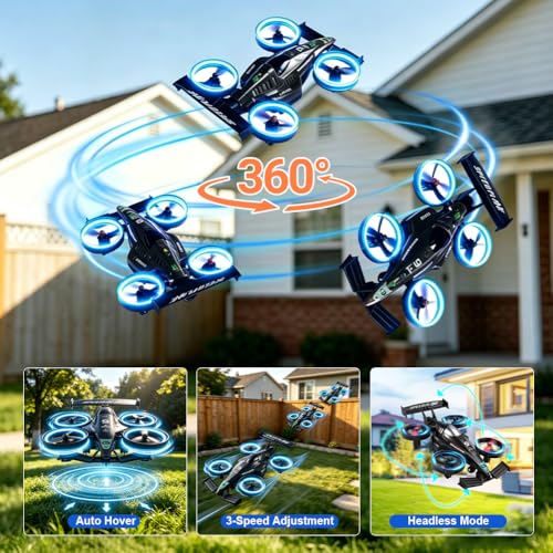 RC Flying Drift Car & Stunt Drone Remote Control Airplane Car Toys for Kids - color: Black
