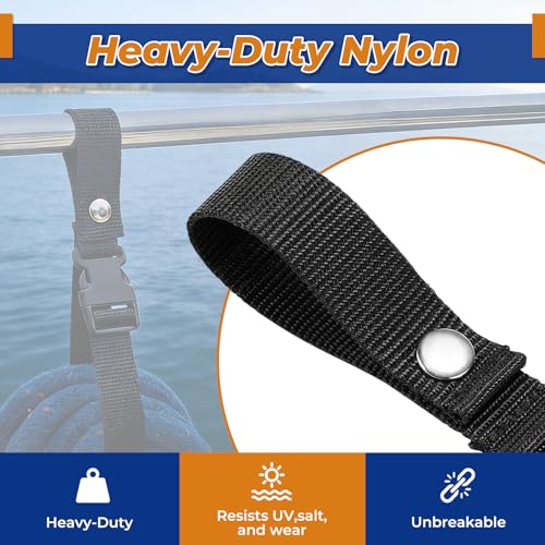 Boat Fender Line Holder,Adjustable Straps (Fully Extends to 43cm),Fits Rails up to 2",Durable Plastic Snap,Heavy-Duty Nylon Strap,UP to 20LB Load,FIt for Ropes,Cords,Dock Lines,Mooring Lines - size: 4PC