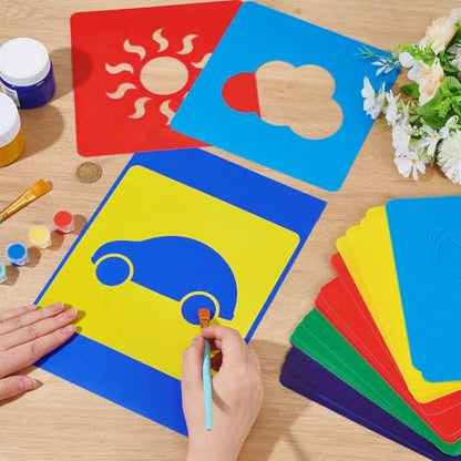 CUTHOLLOW 24 PCS Animal & Fruit & Plant Painting Shape Stencils Sets - style: 24pcs-Animal&Fruit&Plant