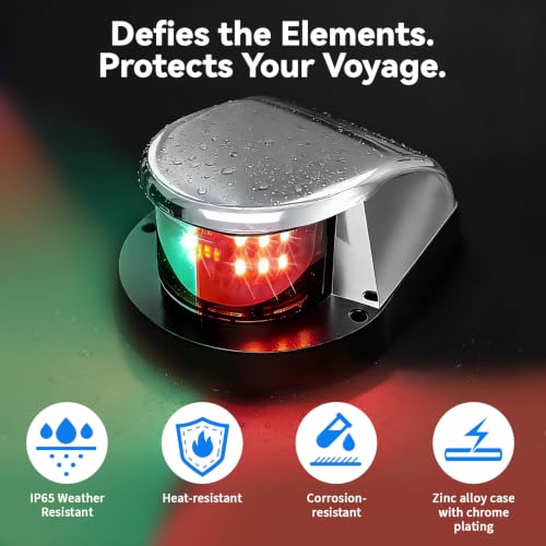 Boat Light, Lights for Boat,Navigation Light with Red Green LED 12V 2 Pack - size: Silver 2 Pack
