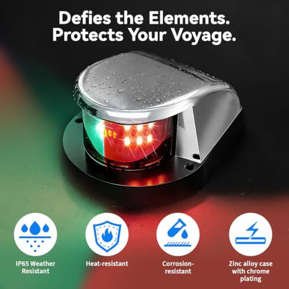 Boat Light, Lights for Boat,Navigation Light with Red Green LED 12V 2 Pack - size: Silver 2 Pack