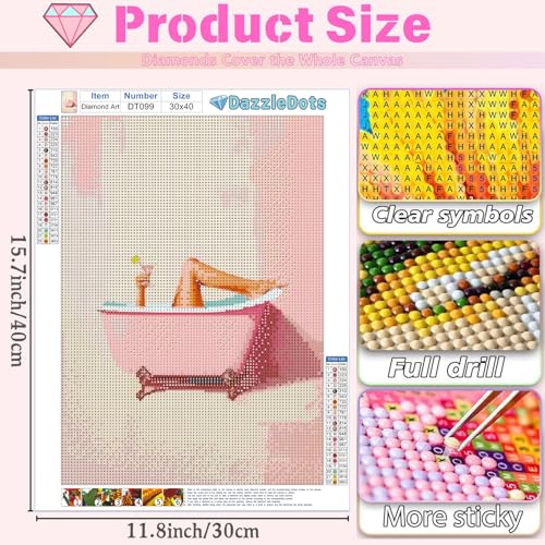 DAZZLEDOTS Diamond Art Kits, Funny Pink Bathroom Diamond Painting - color: DT099