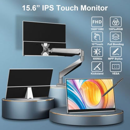 Portable Monitor Touchscreen 15.6 Inch External Display with MPP Stylus - size: 15.6 inches