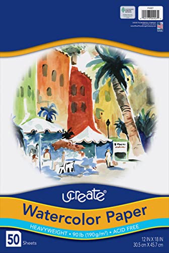 UCreate Watercolor Paper, Stack One Color, Wet Media, Art Paper - size: 12'' x 18''