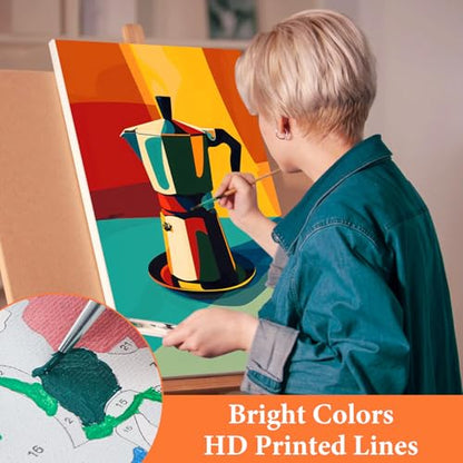 Fountor 6 Pack Coffee Paint by Numbers Kit for Adults Beginner, 8x12 Inch - color: LKOP6P-6