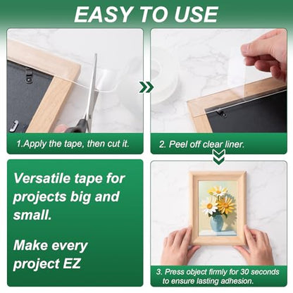 Double Sided Heavy Duty Nano Mounting Tape 1.18" x 120"（2 Rolls,Total 20FT) - size: 120Inch Long