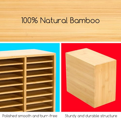 MEEDEN Bamboo Marker Holder Organizer: Holds 126 Pens with 18 Compartments - style: Holds 126 Markers