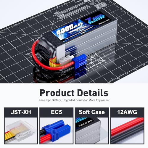 Zeee 6S Lipo Battery 4000mAh 22.2V 100C with EC5 Connector