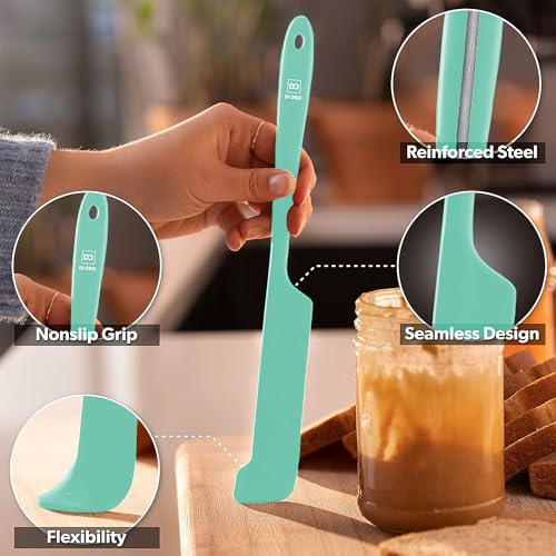 DI ORO Silicone Jar Spatula Set - 600F Heat Resistant, 5-Pc Mint - color: Mint