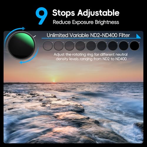 Artman 62mm Side Lever Variable ND Lens Filter ND2-400 (1-9 Stops) - size: 62 MM