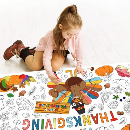 Thanksgiving Coloring Paper Tablecloth, 30 x 72 Inch - color: Thanksgiving