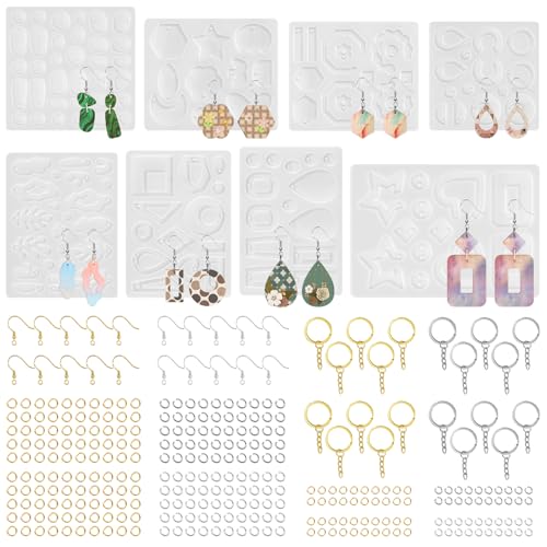 328 Pcs Jewelry Epoxy Resin Silicone Molds Kit with Holes for DIY Earring - color: 328pcs Jewelry Molds