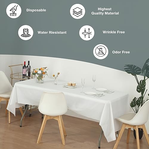 Evershine (12-Pack Heavy Duty Plastic Table Covers Tablecloth (Reusable) (Rectangle 54" X 108", White) - color: White, size: 12 PACK Rectangle 54" X 108"