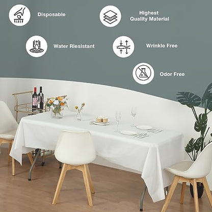 Evershine (12-Pack Heavy Duty Plastic Table Covers Tablecloth (Reusable) (Rectangle 54" X 108", White) - color: White, size: 12 PACK Rectangle 54" X 108"