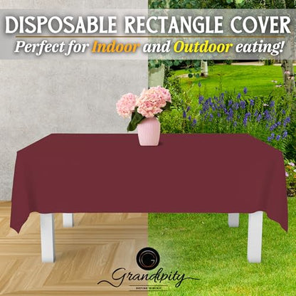 Grandipity Plastic Table Cloth Disposable 12 Pack 54” x 108” Rectangle - color: Burgundy, size: 54in. x 108in. Rectangle