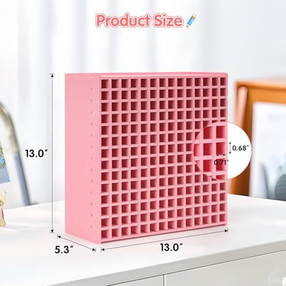 SANFURNEY 196 Slots Marker Organizer Art Marker Holder Pink