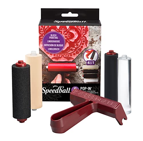 Speedball Pop-in 4" Roller Brayer Kit, Foam, Rubber, Hard Rubber & Acrylic - size: Interchangeable Roller Kit